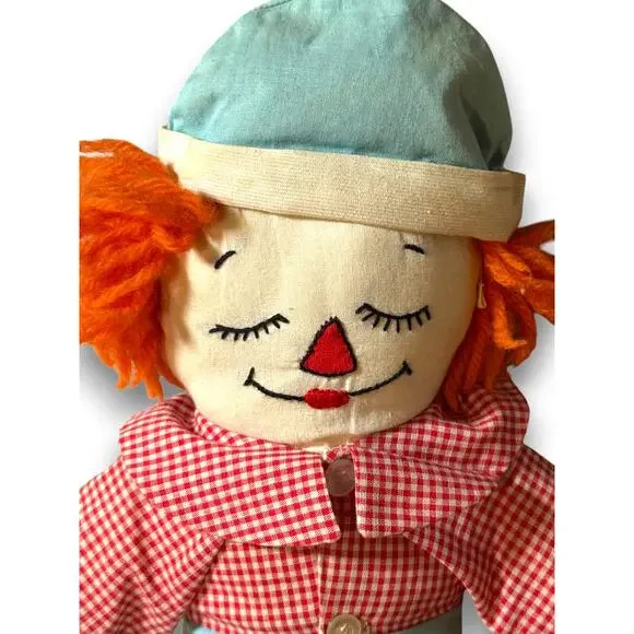 Vintage Reversible Raggedy Andy Awake Asleep Rag Doll 16 Inch Handmade Style - Picture 4 of 6